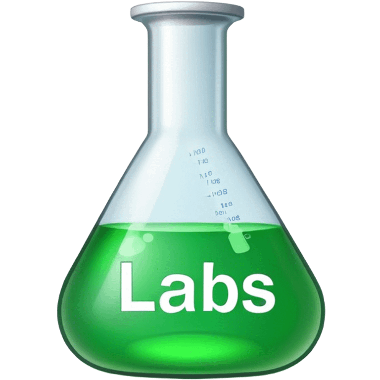 chemist's flask green with labs word emoji