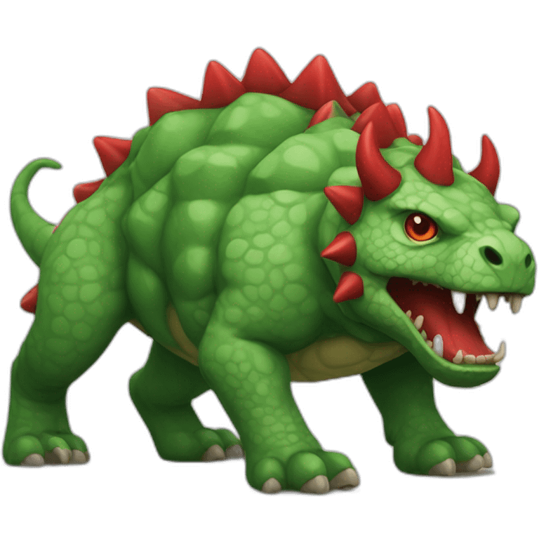 Green Tarasque with six paws and back covered with red horns emoji