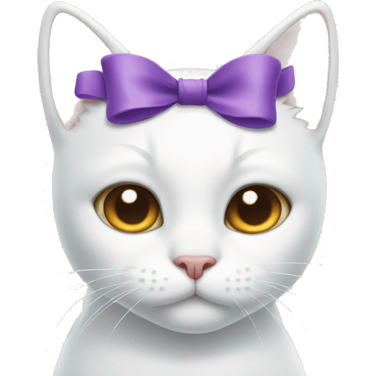 White cat with a bow emoji