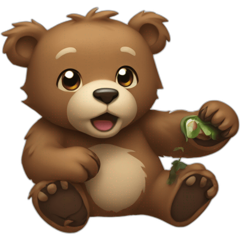 bear playing with pokidex emoji