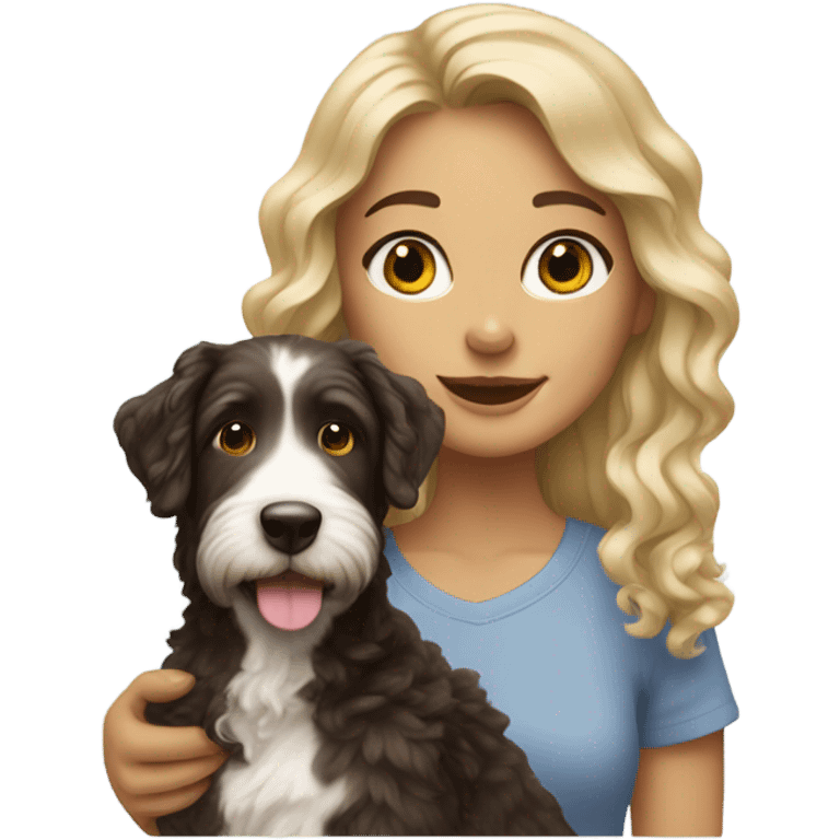 Brunette with blonde streaks and an  aussie doodle emoji