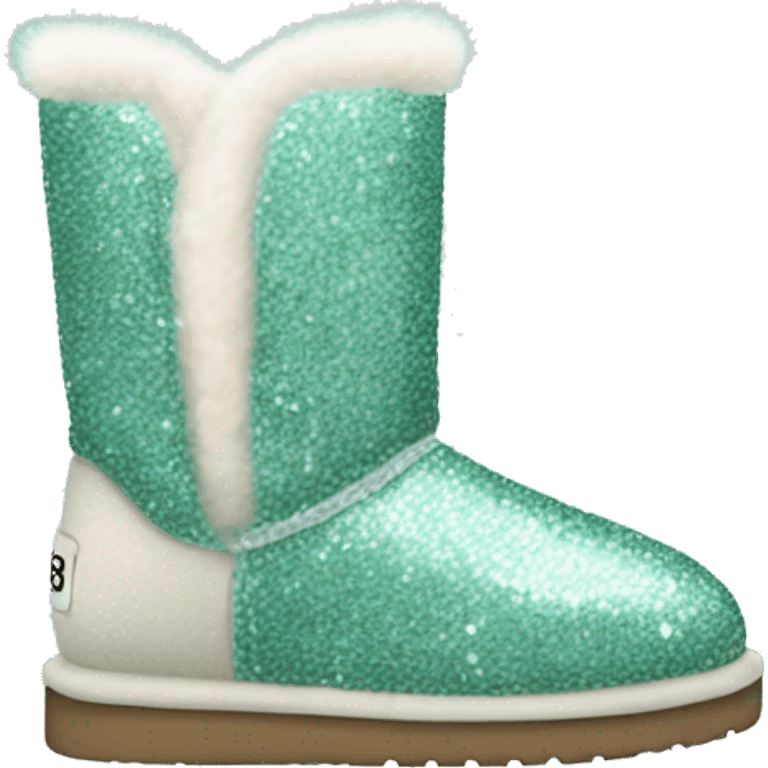 Realistic mint glitter and fur Ugg boots. emoji