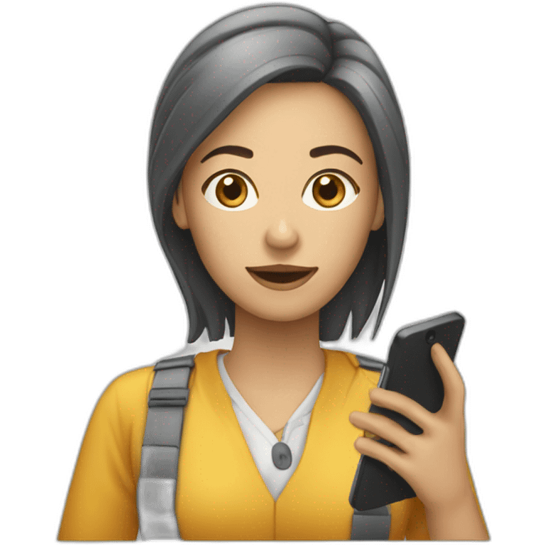 Femme qui utilise son téléphone en cours emoji