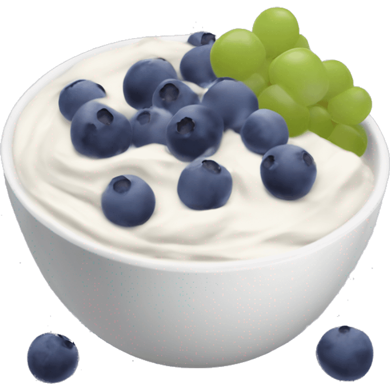 yoghurt bowl with grapes and blueberries emoji