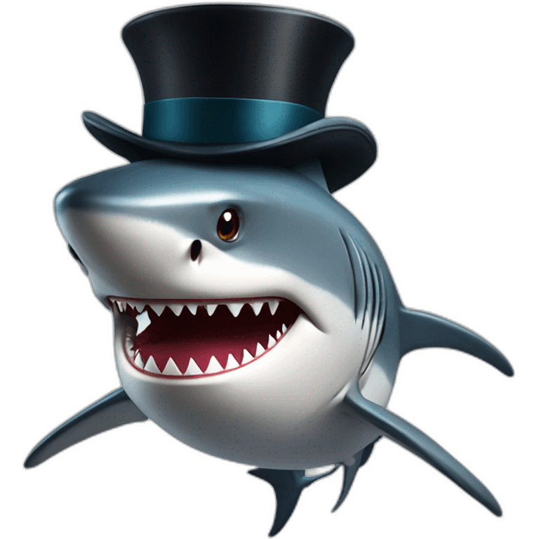 Shark with a top hat emoji