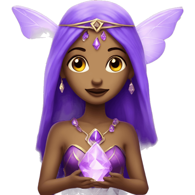 Fairy Priestess with purple crystals emoji