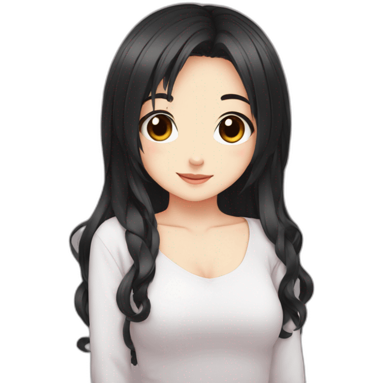 cute anime girl black hair emoji