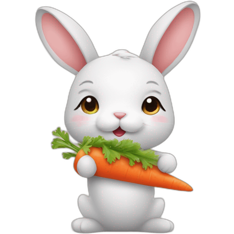 Cute bunny with carrot emoji