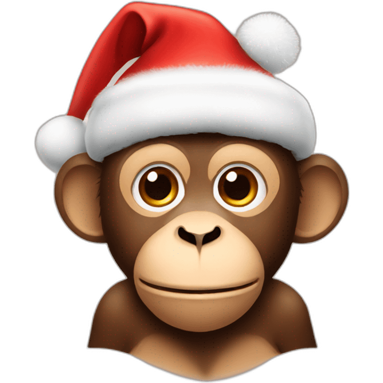 monkey with christmas hat emoji