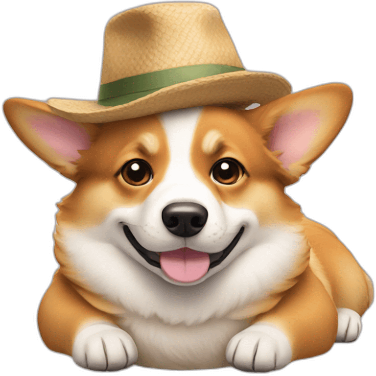 corgi lying down with hat emoji