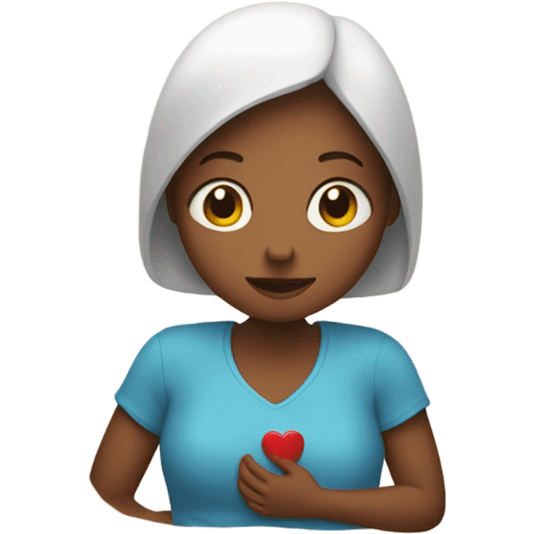 Mother holds her heart in her arm emoji