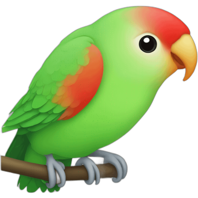 Lovebird green body red beak with black head emoji