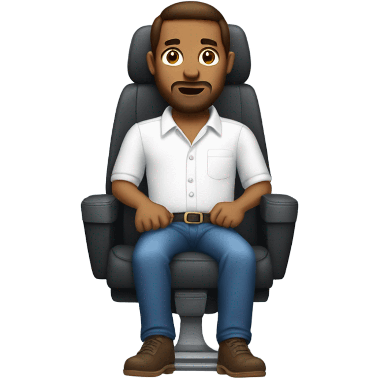 man in white button-down shirt sitting in a car seat emoji