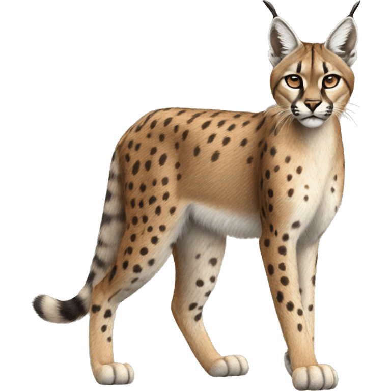 Striped and spotted Lynx-Caracal-Cheetah-hybrid full body emoji