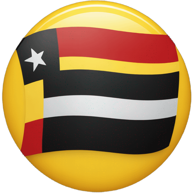 flag with red on top, black on bottom and yellow medium sized circle emoji