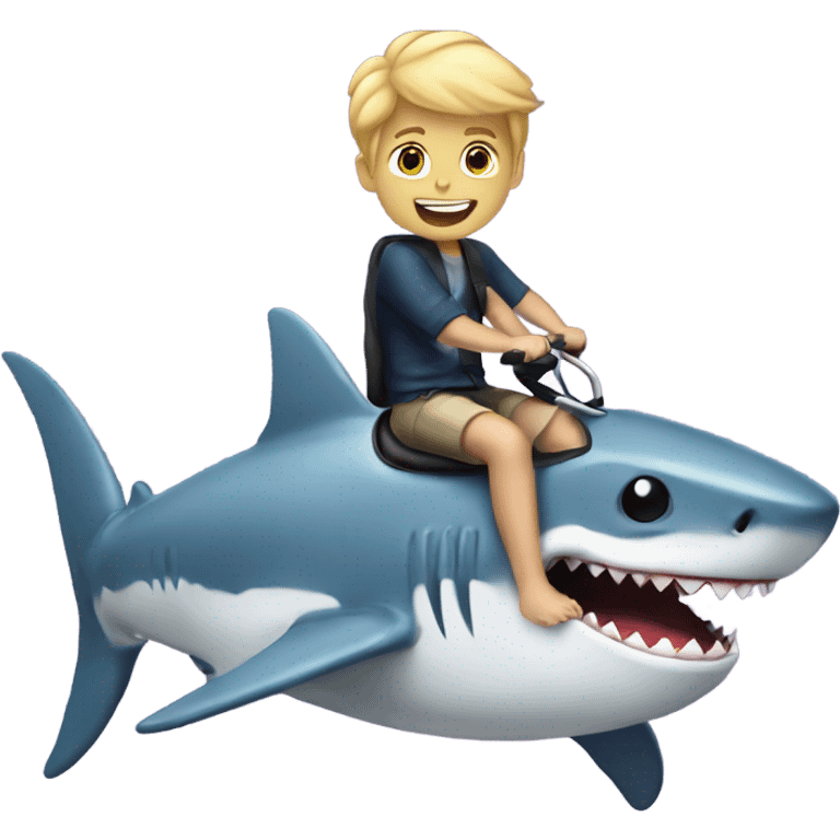 A blonde boy riding a shark  emoji