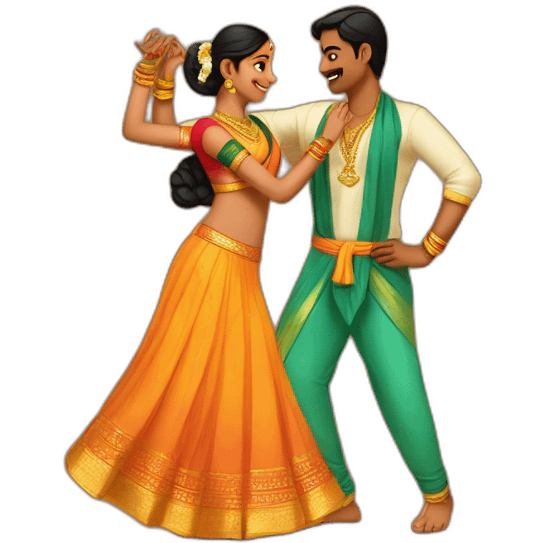 South Indian couples dancing  emoji