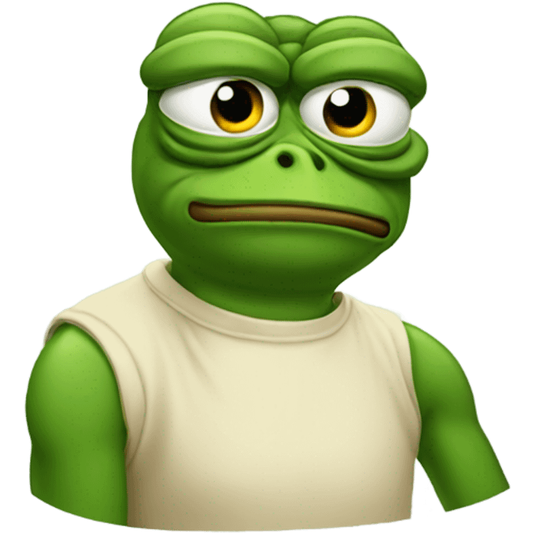 pepe with raised eyebrow with thinking face emoji