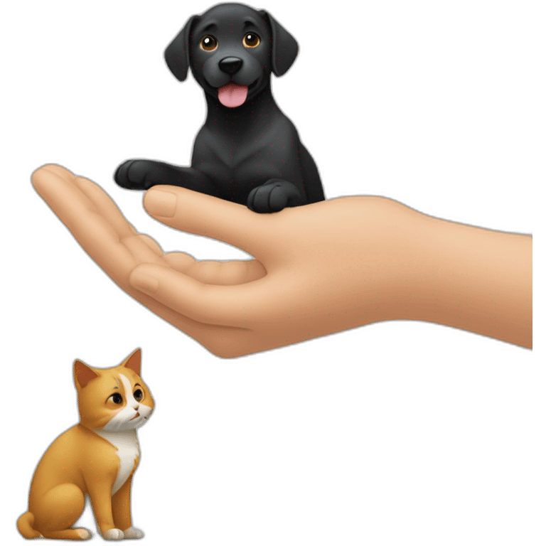 Un chat et un chien qui se serre la patte emoji