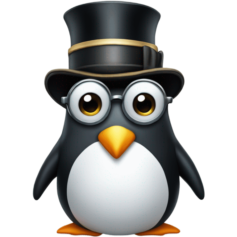 Penguin with a top hat and monocle carrying a briefcase  emoji