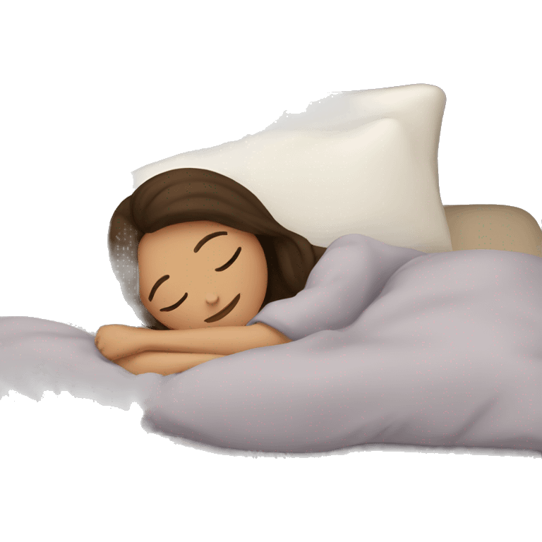 Brunette girl sleeping cozy emoji