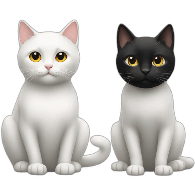 Un chat blanc et un chat noir se tenant la patte emoji