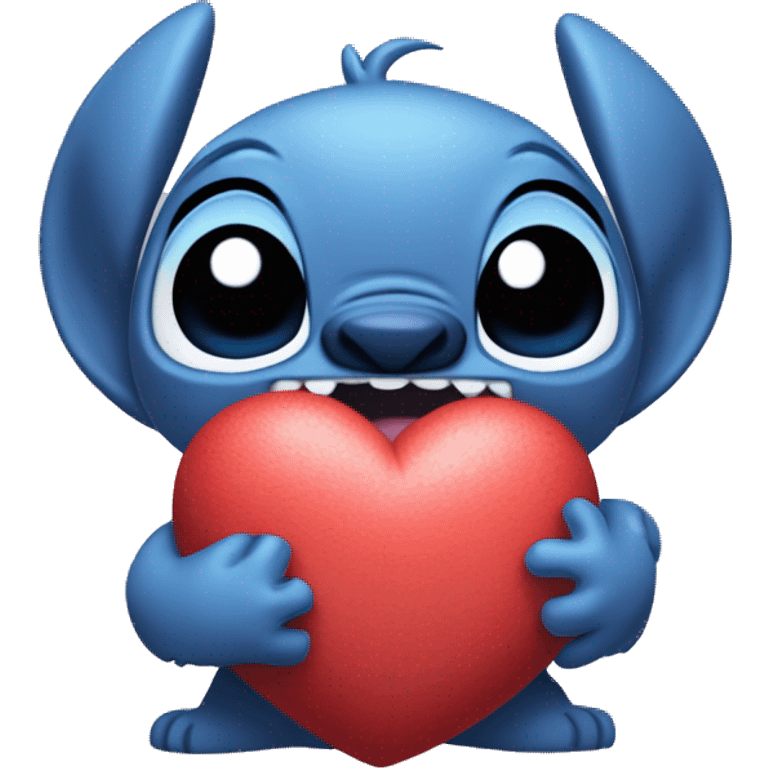 Stich con un corazón diciendo hola bombón emoji