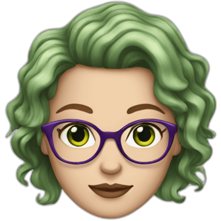 white-girl-purple-wavy-hair-green-eyes-square-glasses emoji