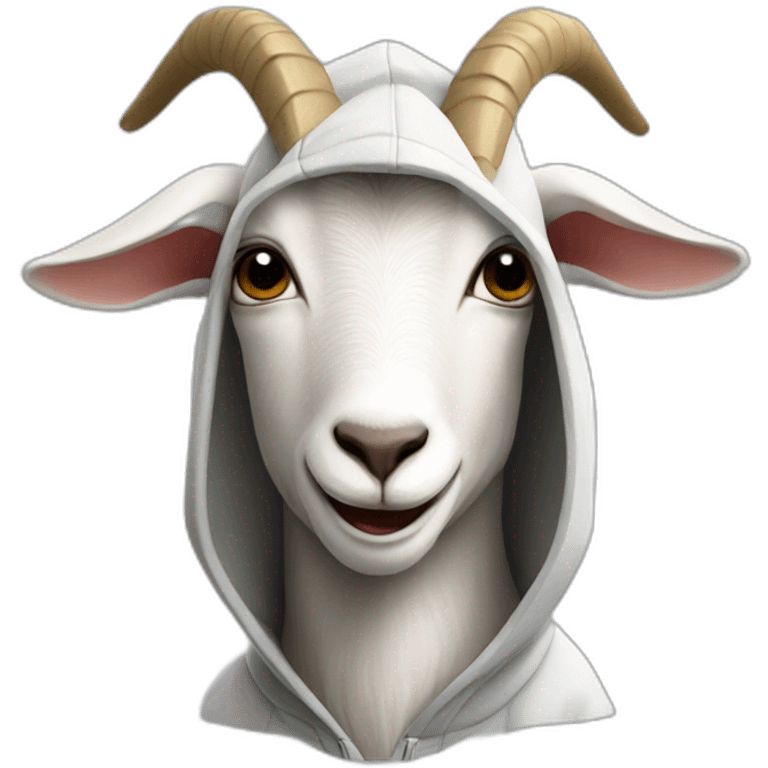 Goat wearing a hoodie emoji