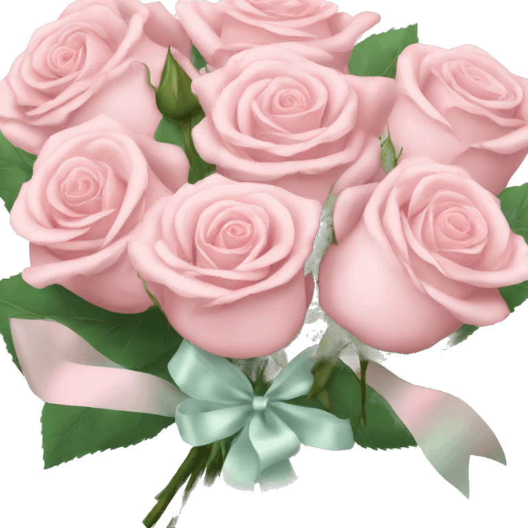 Pastel Pink roses bouquet with bow emoji