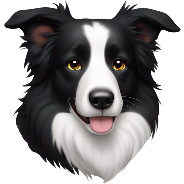 Sleeping black and white border collie emoji