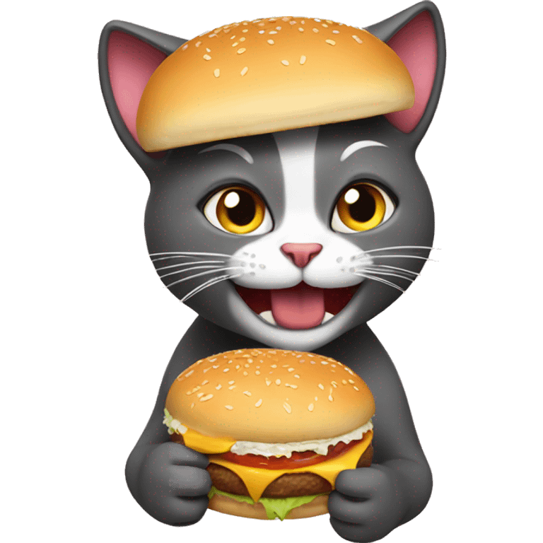 Cat eating burger emoji