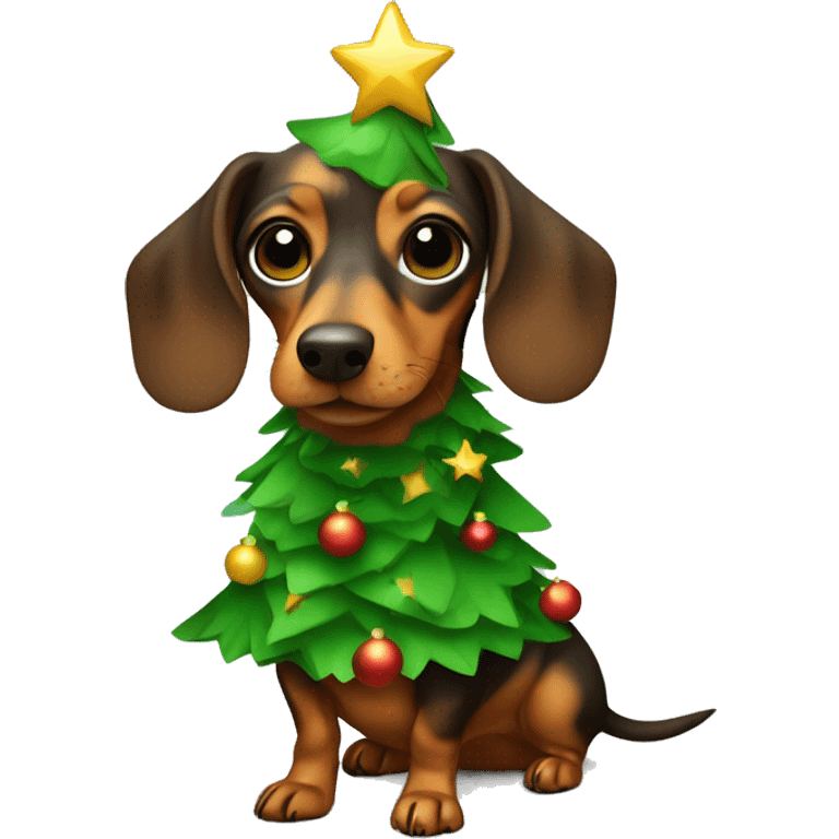 dachshund dressed as a Christmas tree for New Year emoji