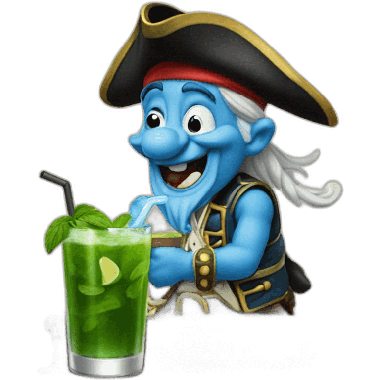 pirate Papa Smurf drinking mojito emoji