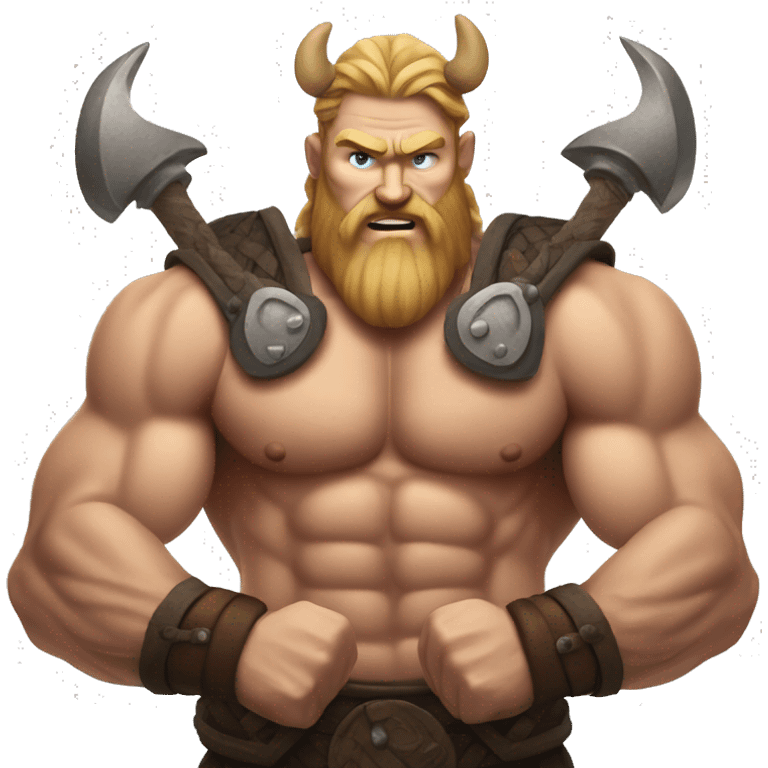 muscular viking shows off muscles emoji