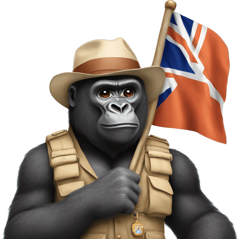 gorilla wearing paddington attire holding indian flag emoji