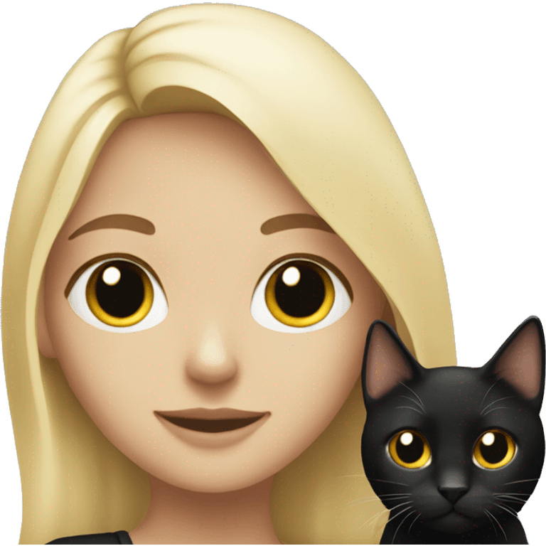 blonde girl with black cat emoji