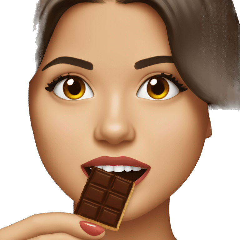 Selena Gomez eating chocolate emoji