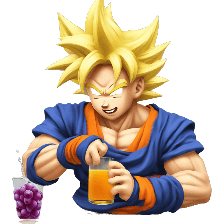 Super saiyan Goku pouring grape juice emoji