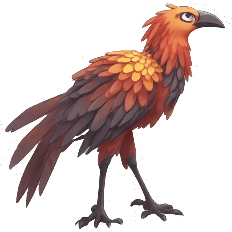 earthly muddy fresh Cool Cute Fantasy legendary jungle-bird plant-grass-type-Dendro-Phoenix-avian Fakemon full body emoji