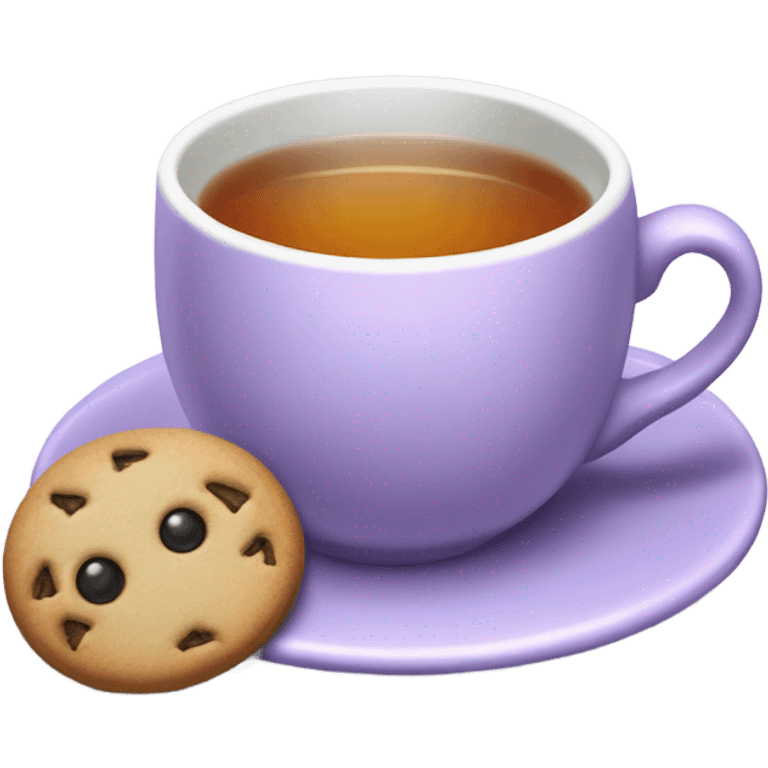 Lavander tea cup with cookie emoji