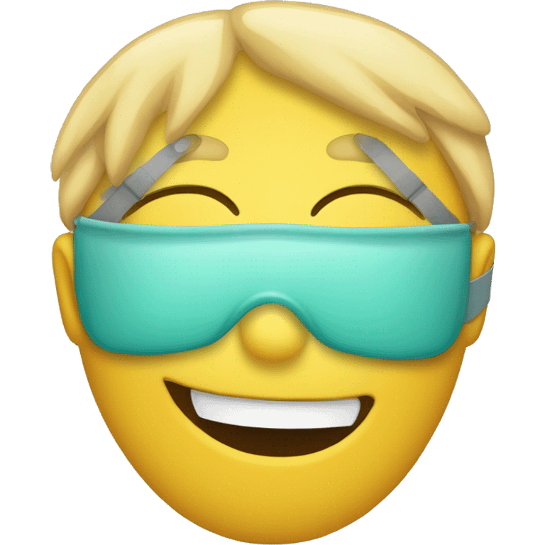 Emojis qui pleur mais qui fait semblant de rire avec un masque devant lui  emoji