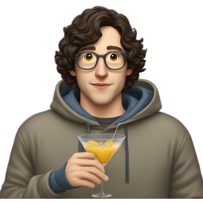 josh brener realistic with hoodie sipping martini emoji