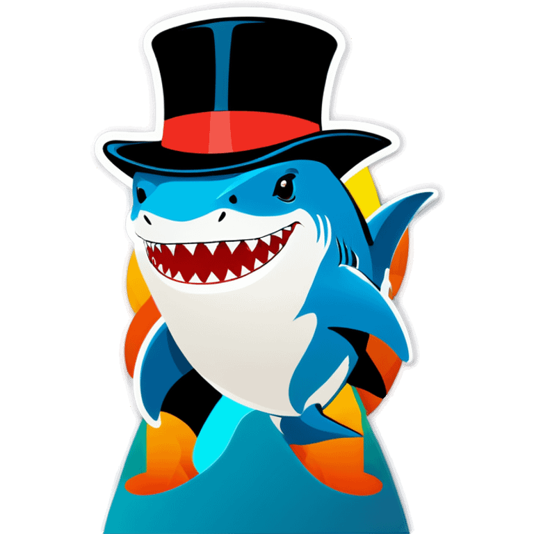 Shark with a top hat emoji