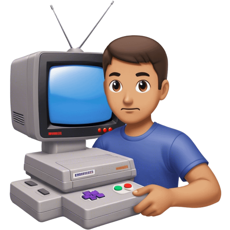 33 jähriger spielt supernintendo auf röhrenfernseher emoji