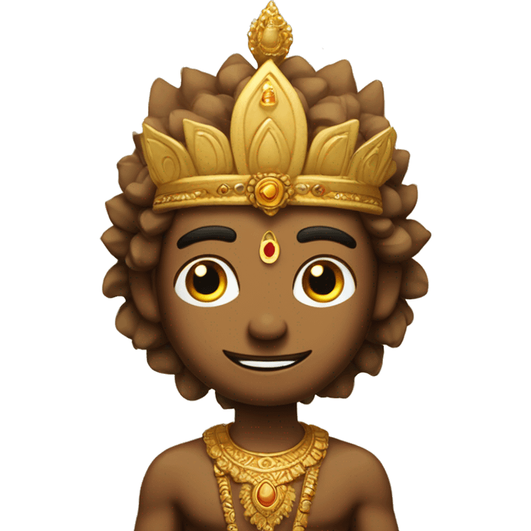 Lord Vishnu in brown skin wearing indian gold crown  emoji