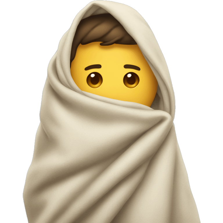 A man with his hand hiding in his blanket emoji