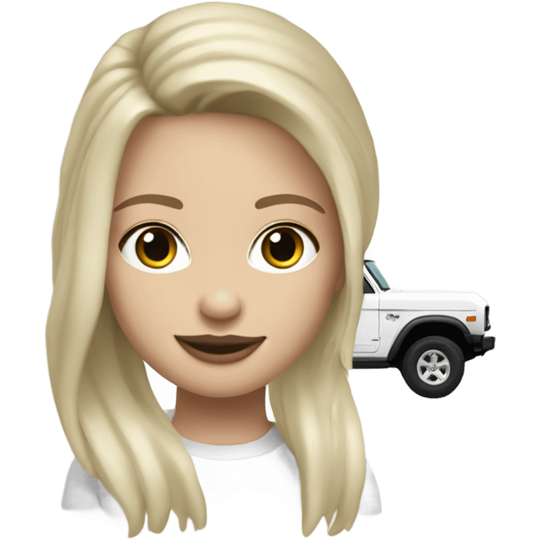 New white ford bronco with white girl balck hair emoji