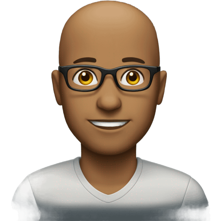 Brown man with bald hair and glasses emoji