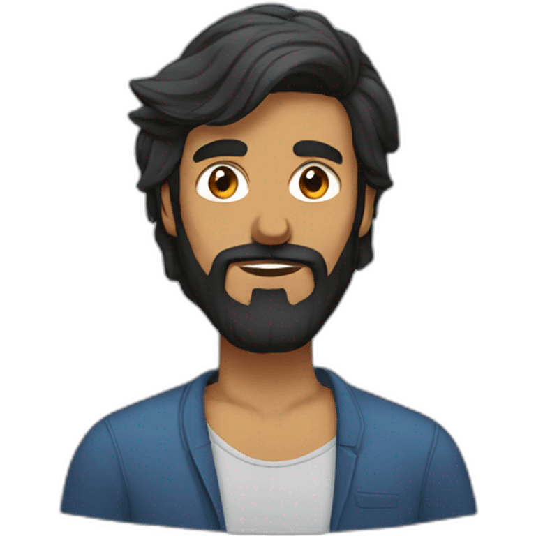 south asian man dark beard long hair emoji